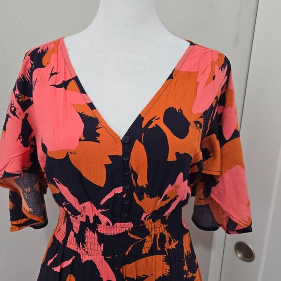 NWT Anthropologie Abel the Label Clare Boho Floral Hi Lo Midi Dress Sz Med - Picture 2 of 11